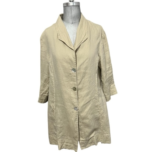 Saint Tropez West Jackets & Blazers - Saint Tropaz West Linen Women's Beige Jacket Size L
